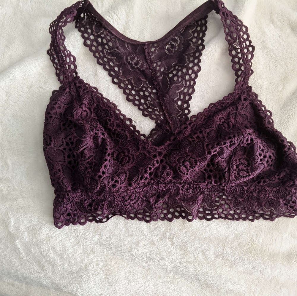 Aerie burgundy lace bralette size xl